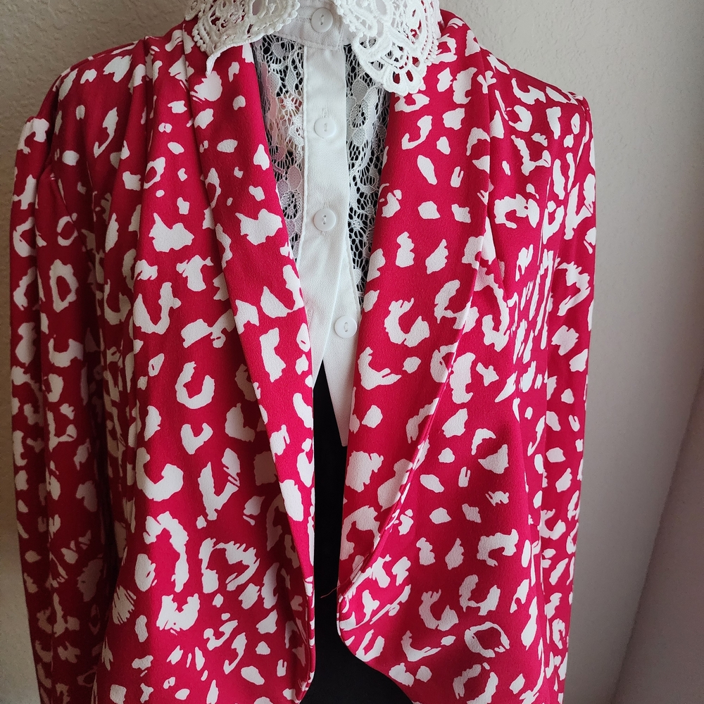 Stylish Red and White Women's Blazer